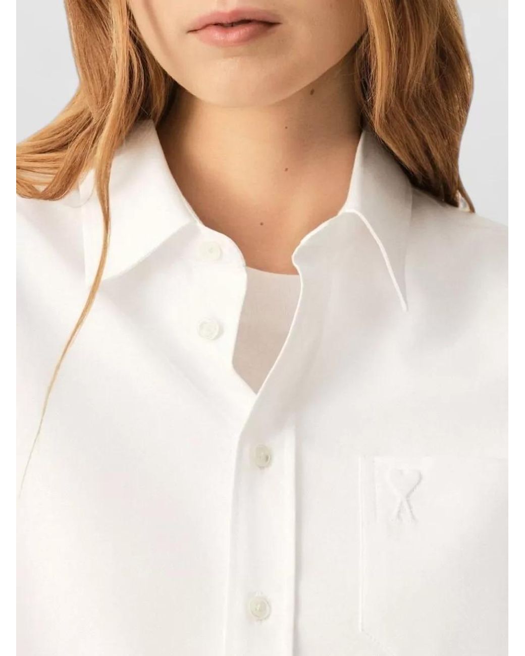 AMI White Cotton Cropped Shirt