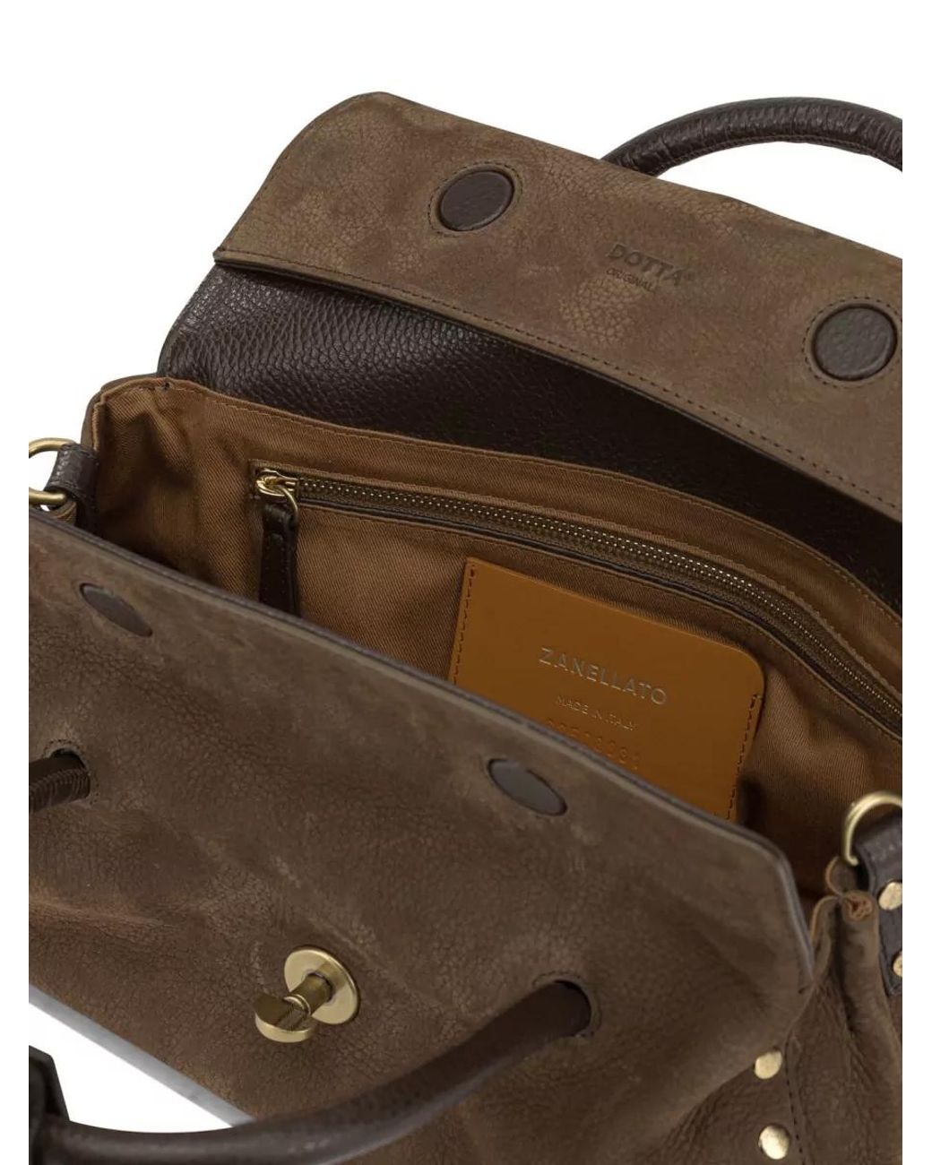 Zanellato Brown Leather Studded Shoulder Bag