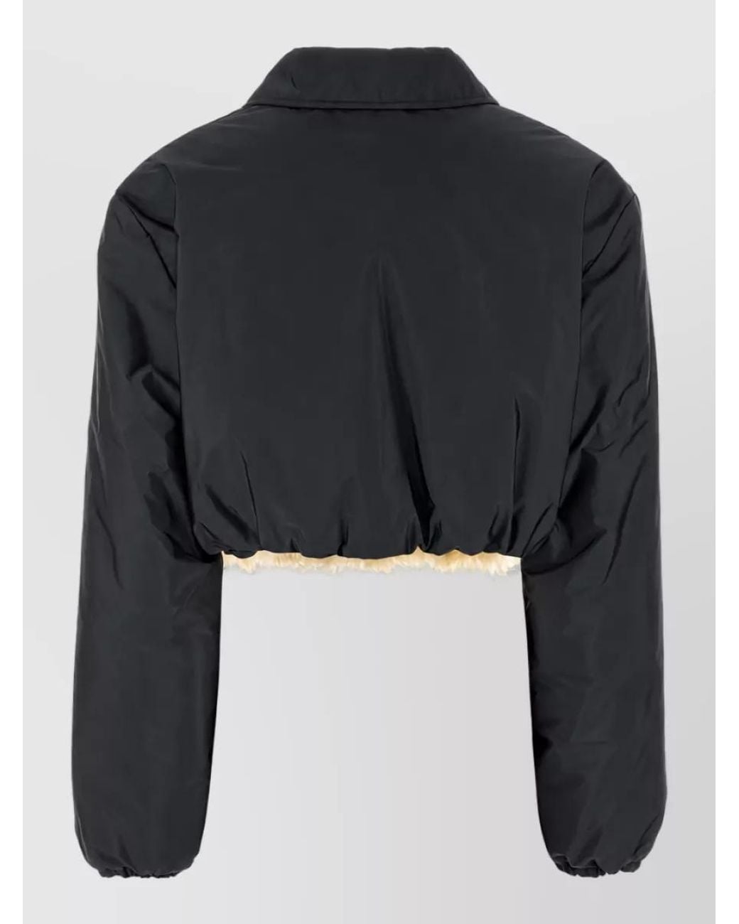 Miu Miu Black Shearling Hood Technical Jacket