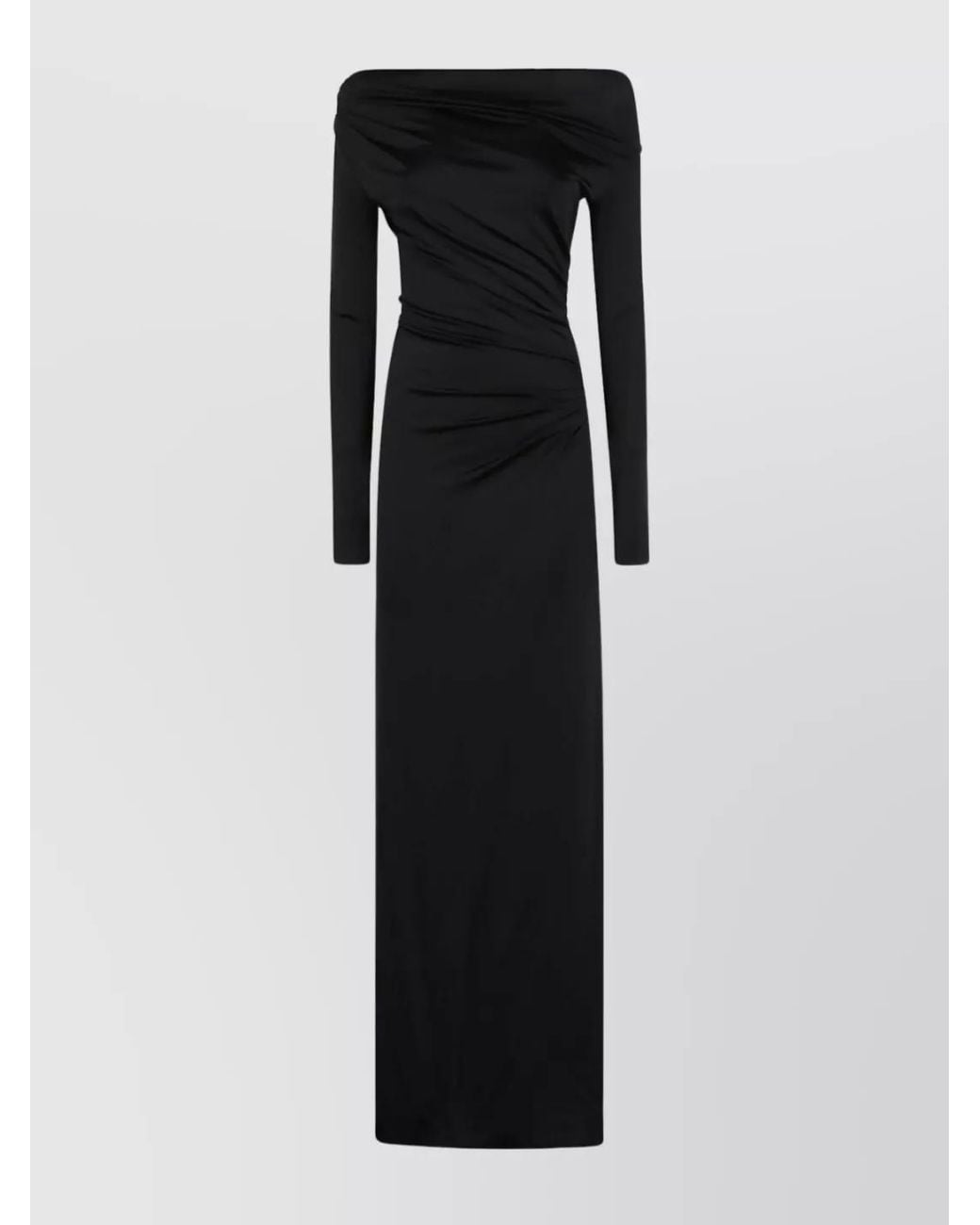 Victoria Beckham Black Draped Off-Shoulder Maxi Dress