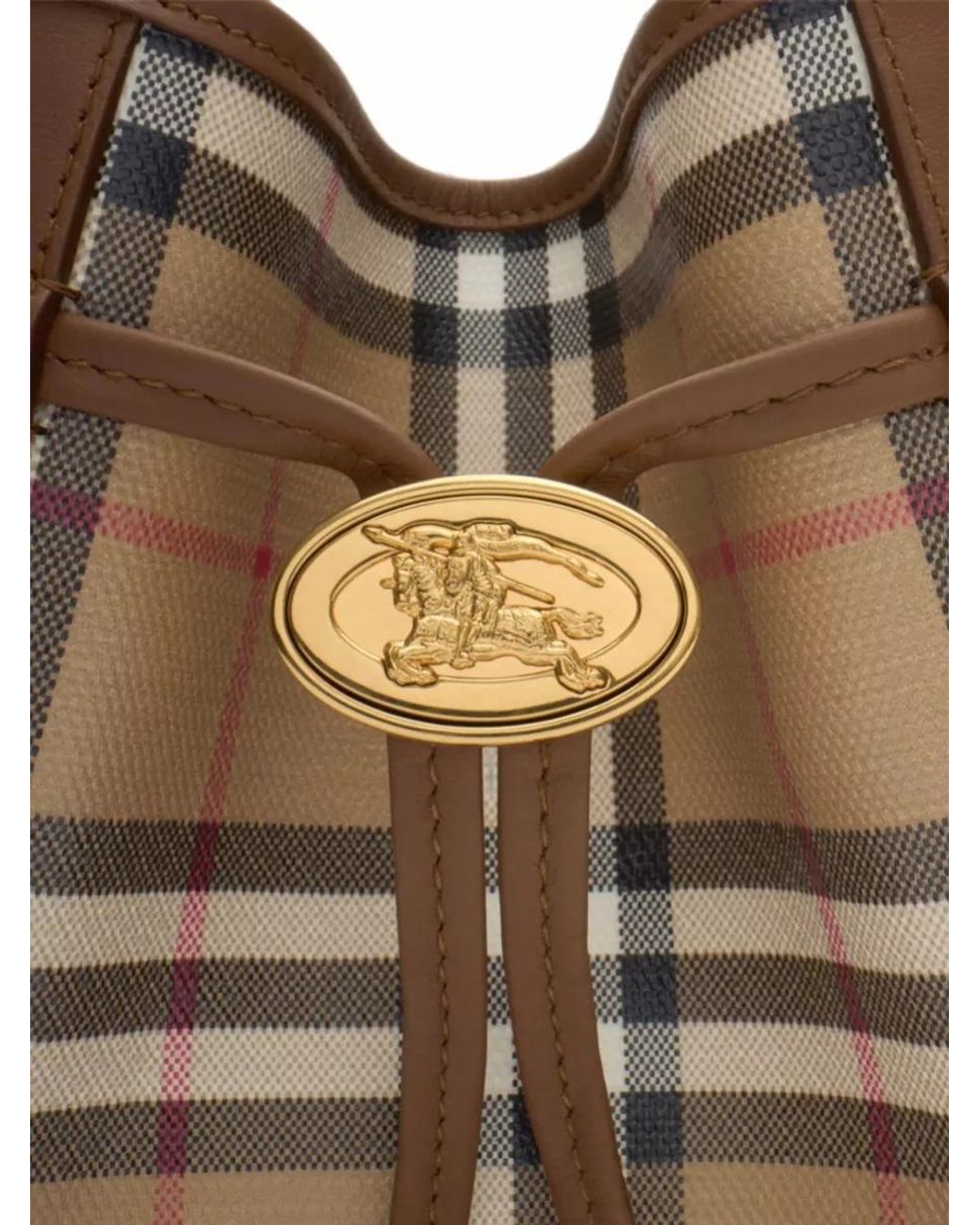 Burberry Brown Check Mini Leather Bucket Bag