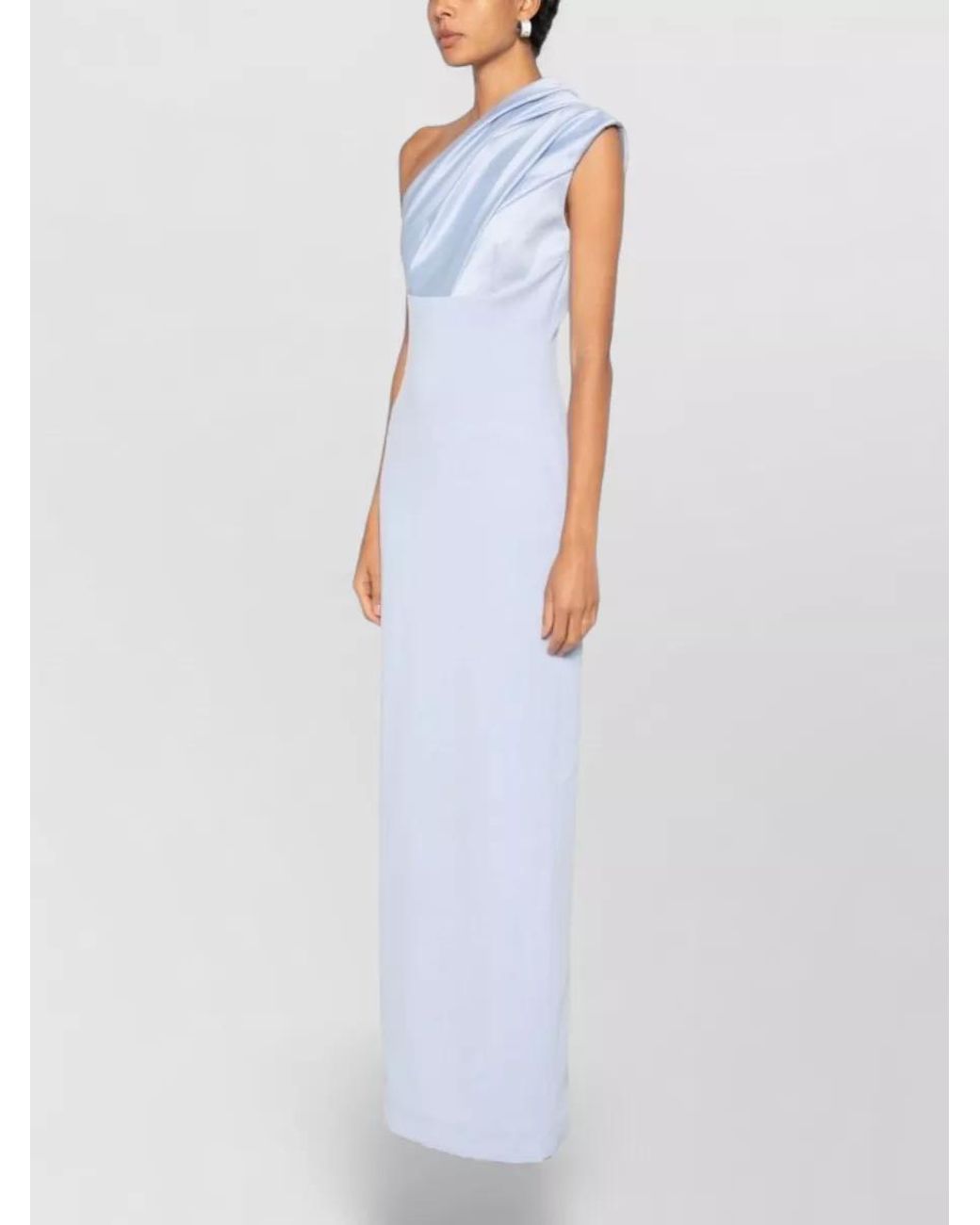 Solace London White Draped One-Shoulder Sleeveless Maxi Dress