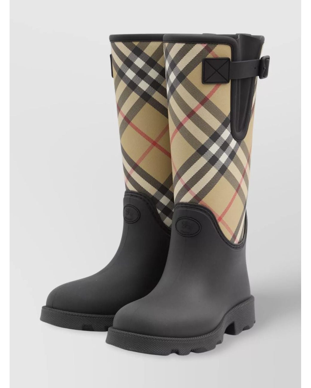 Burberry Black Printed Rubber High Rain Boots