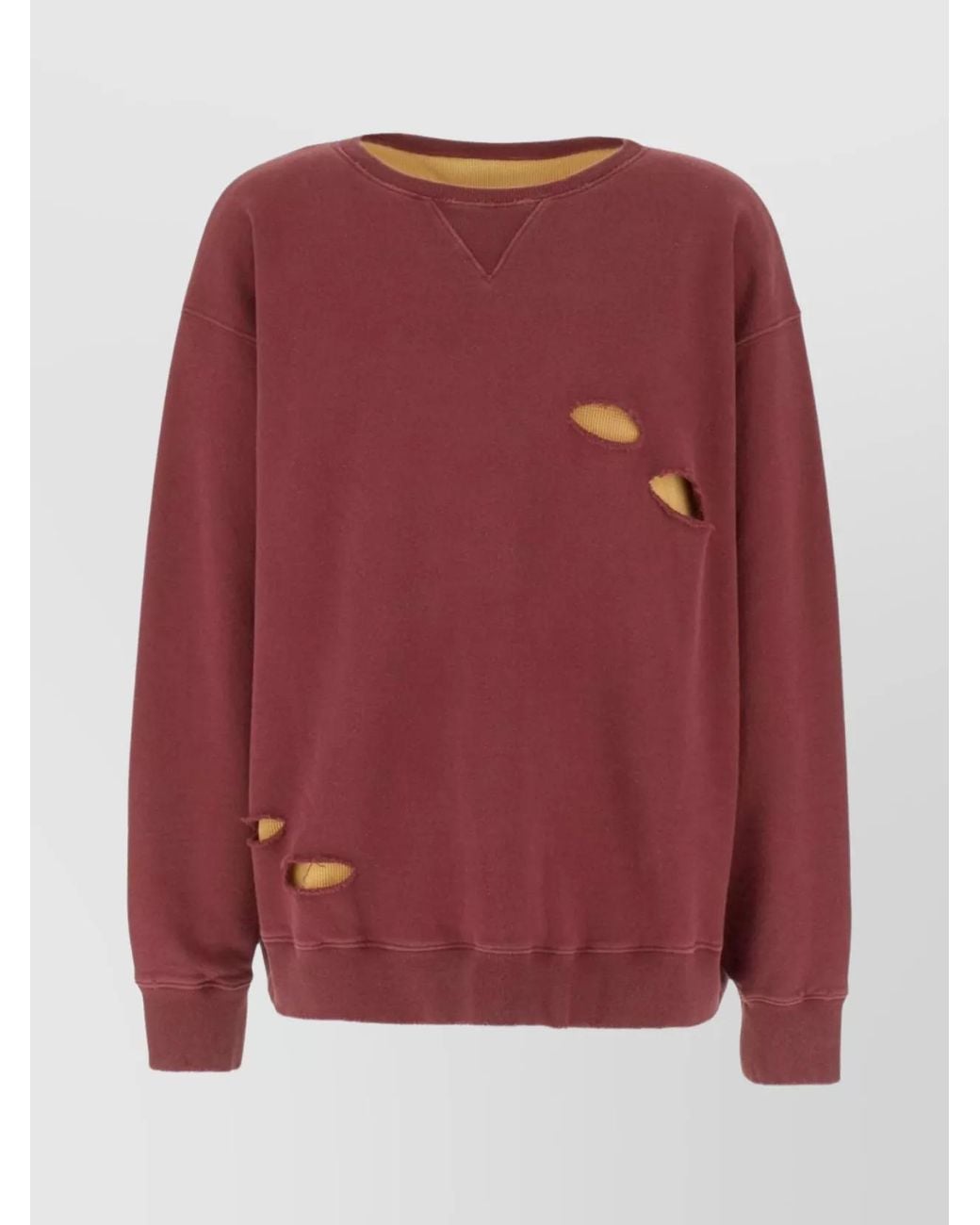 Maison Margiela Red Cotton Oversized Ribbed Crew-Neck Sweatshirt for men