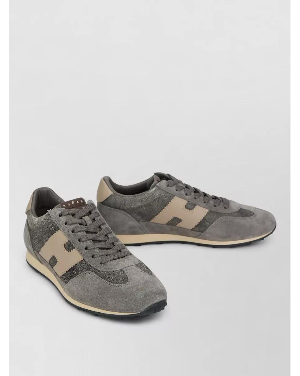 Hogan Gray Leather Lace-Up Sneakers for men