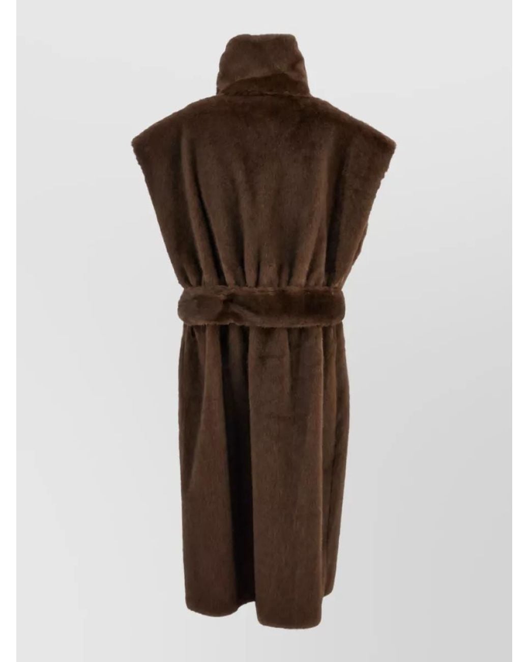 Stand Studio Brown Reversible Faux Fur Belted Long Vest
