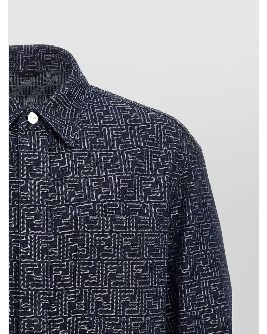Fendi Blue Denim Ff Jacquard Shirt Jacket for men