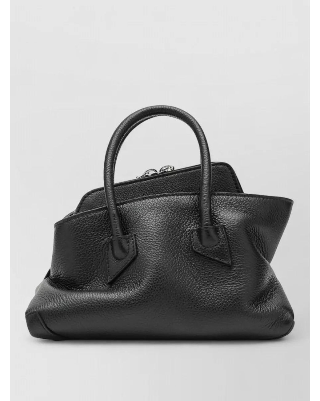 The Attico Black Mini Hammered Leather Tote Bag