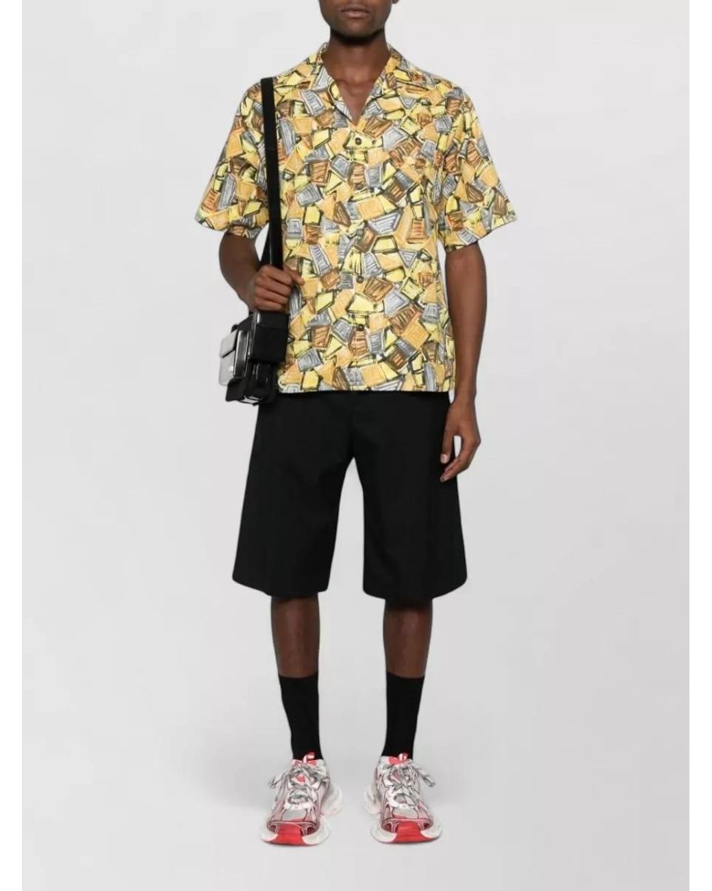 Prada Metallic Cuban Collar Shirt for men