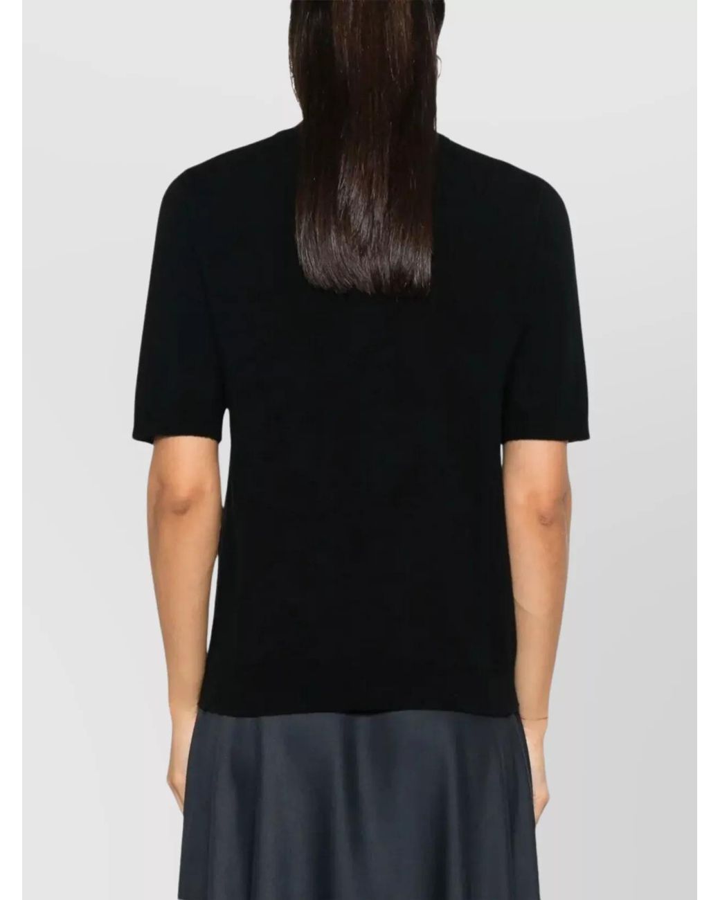 Fabiana Filippi Black Silk Cashmere Short-Sleeve Knitted Top