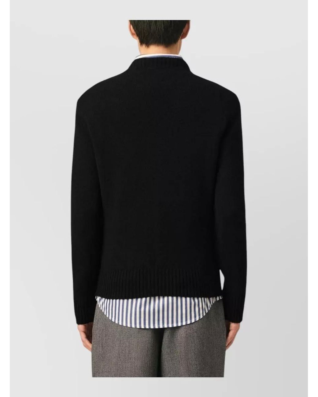 AMI Black Cashmere Regular-Fit Crewneck Sweater for men
