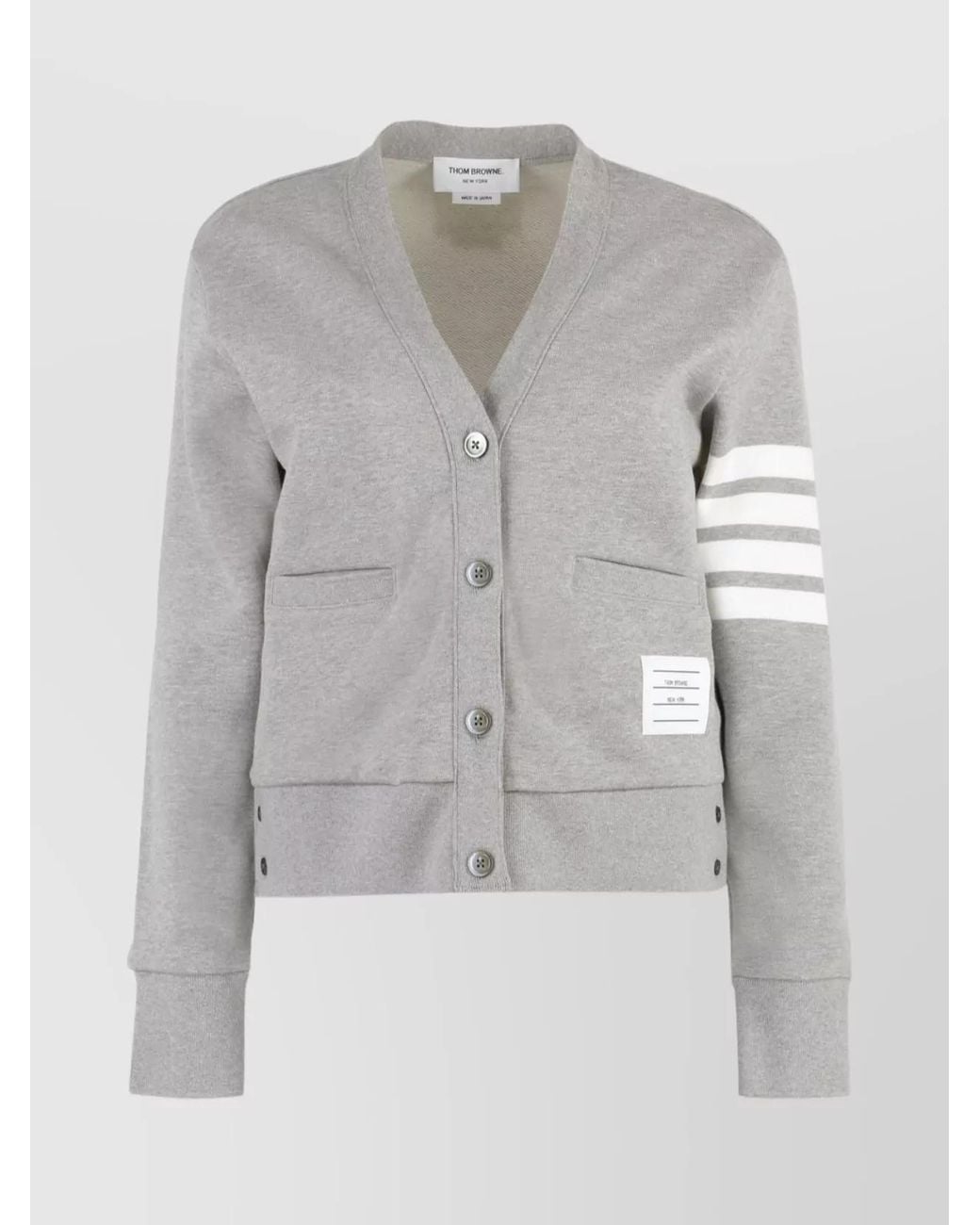 Thom Browne Gray Logo Detail Cotton Cardigan