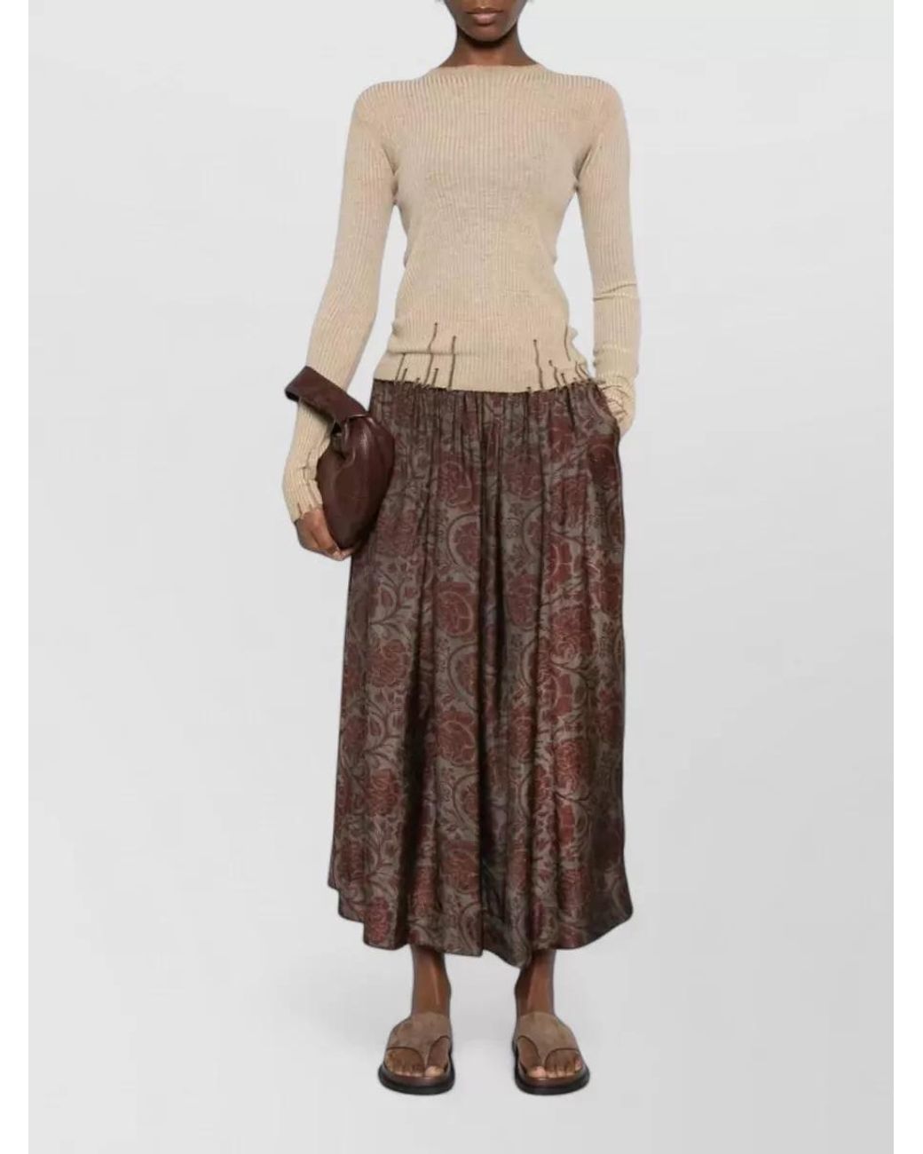 Uma Wang Natural Wool Ribbed Long Sleeve Sweatshirt