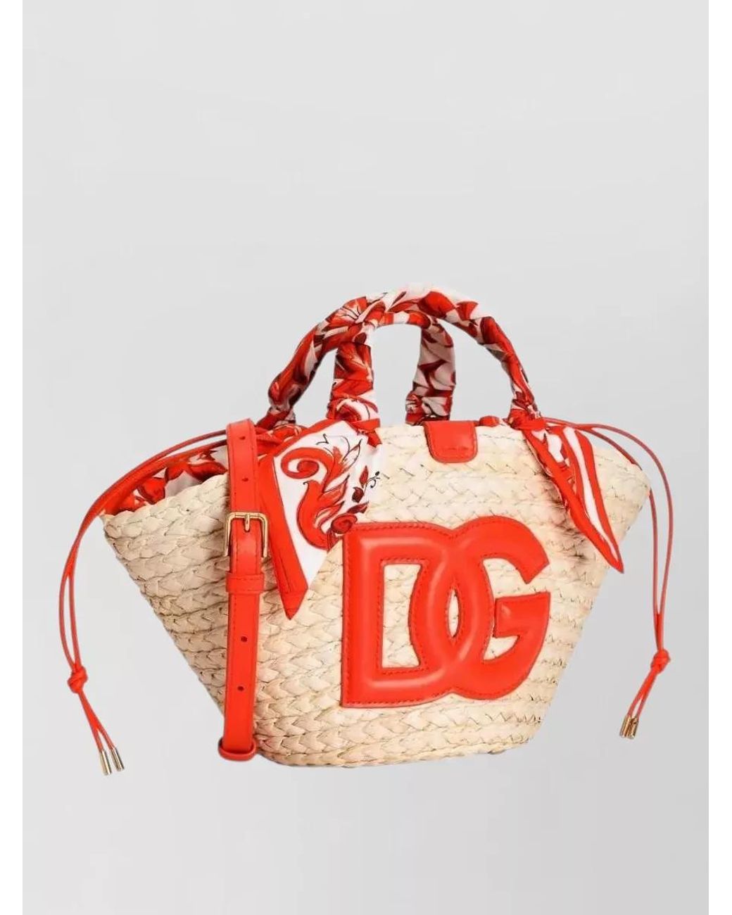 Dolce & Gabbana Red Kendra Raffia Beach Bag