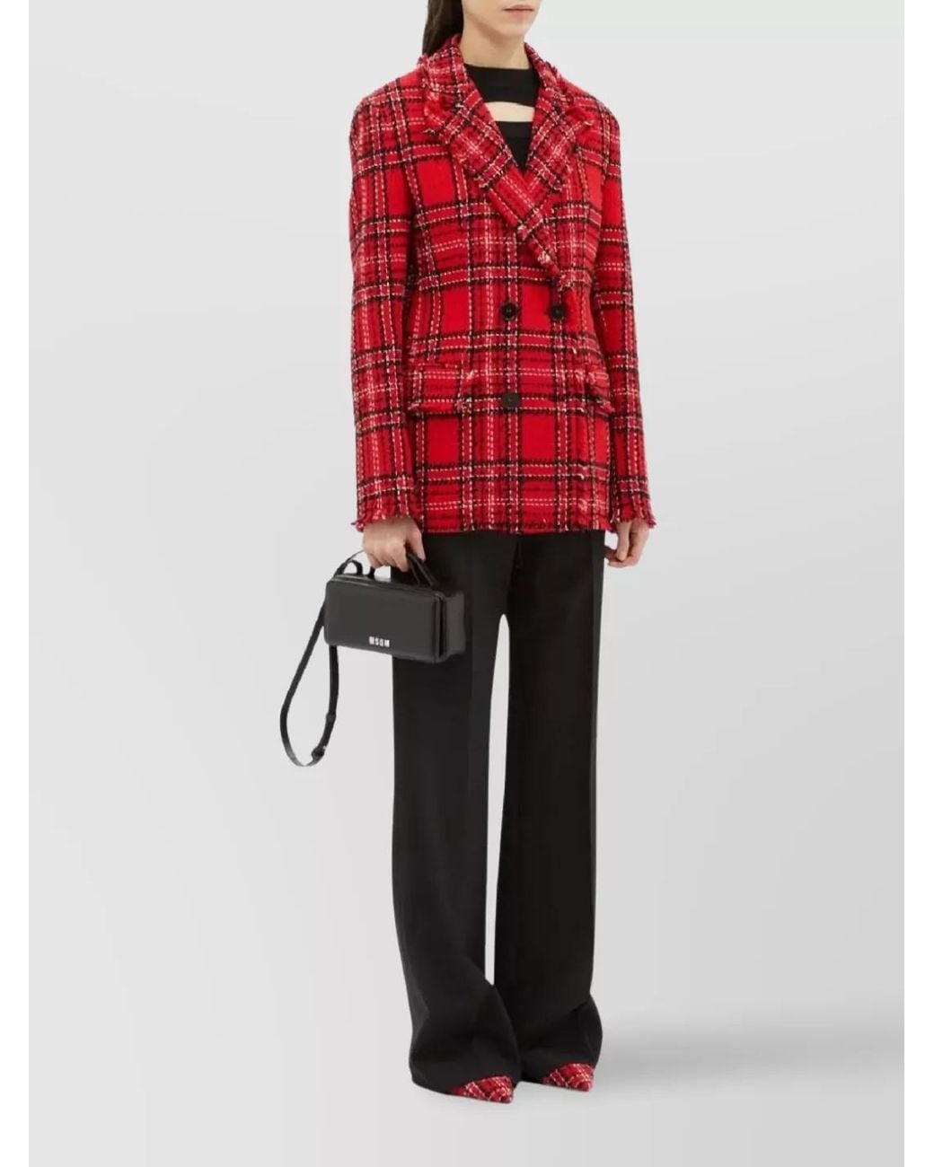 MSGM Blue Virgin Wool Wide-Leg Trousers