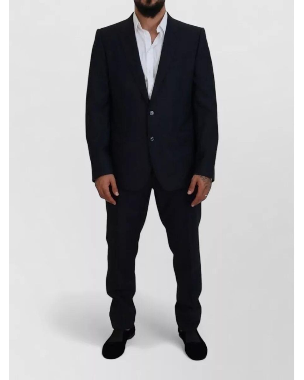 Dolce & Gabbana Blue Silk Wool Single Breasted Suit for men