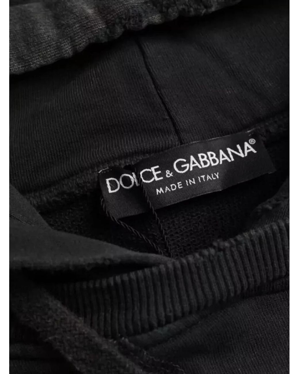 Dolce & Gabbana Black Cotton Cropped Short-Sleeve Hoodie for men