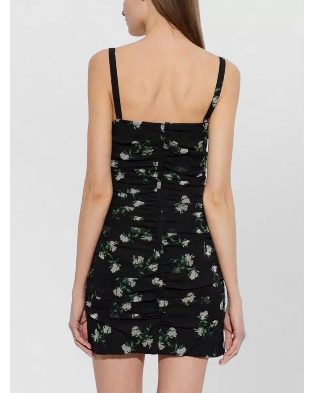 Dolce & Gabbana Black Silk Floral Print Sleeveless Mini Dress