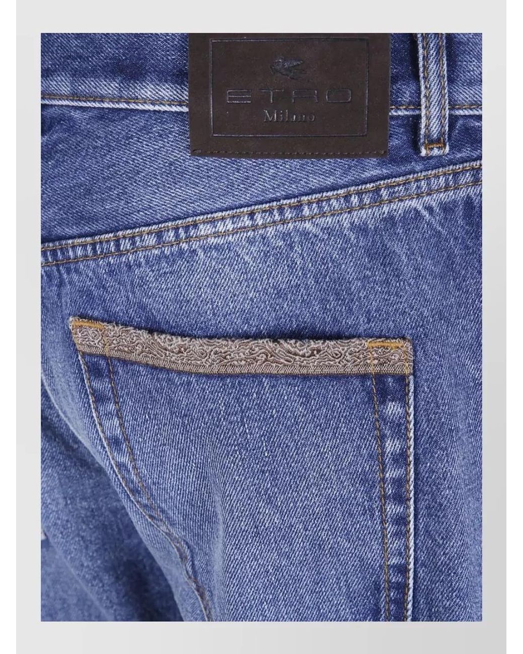 Etro Blue Straight-Leg Jeans for men