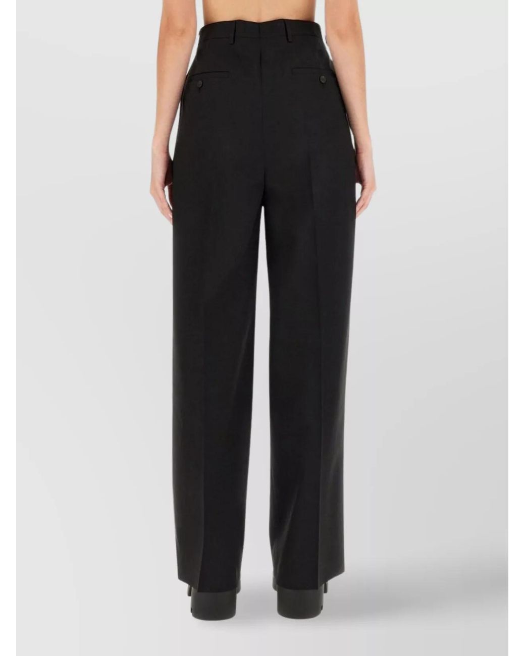 Rick Owens Black Wool Regular-Fit Wide-Leg Trousers Mastodon Pants