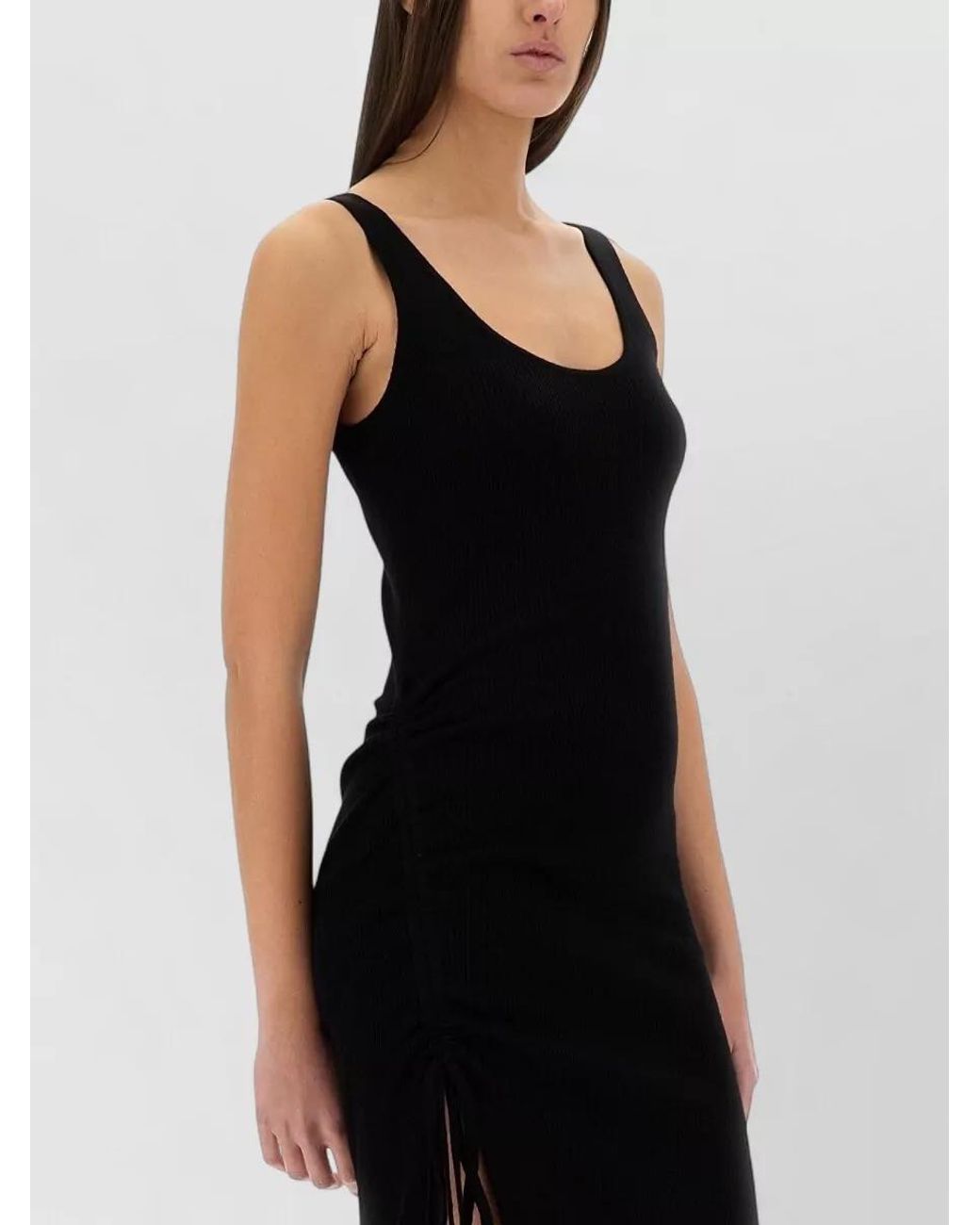 Michael Kors Black Merino Wool Slim-Fit Midi Dress