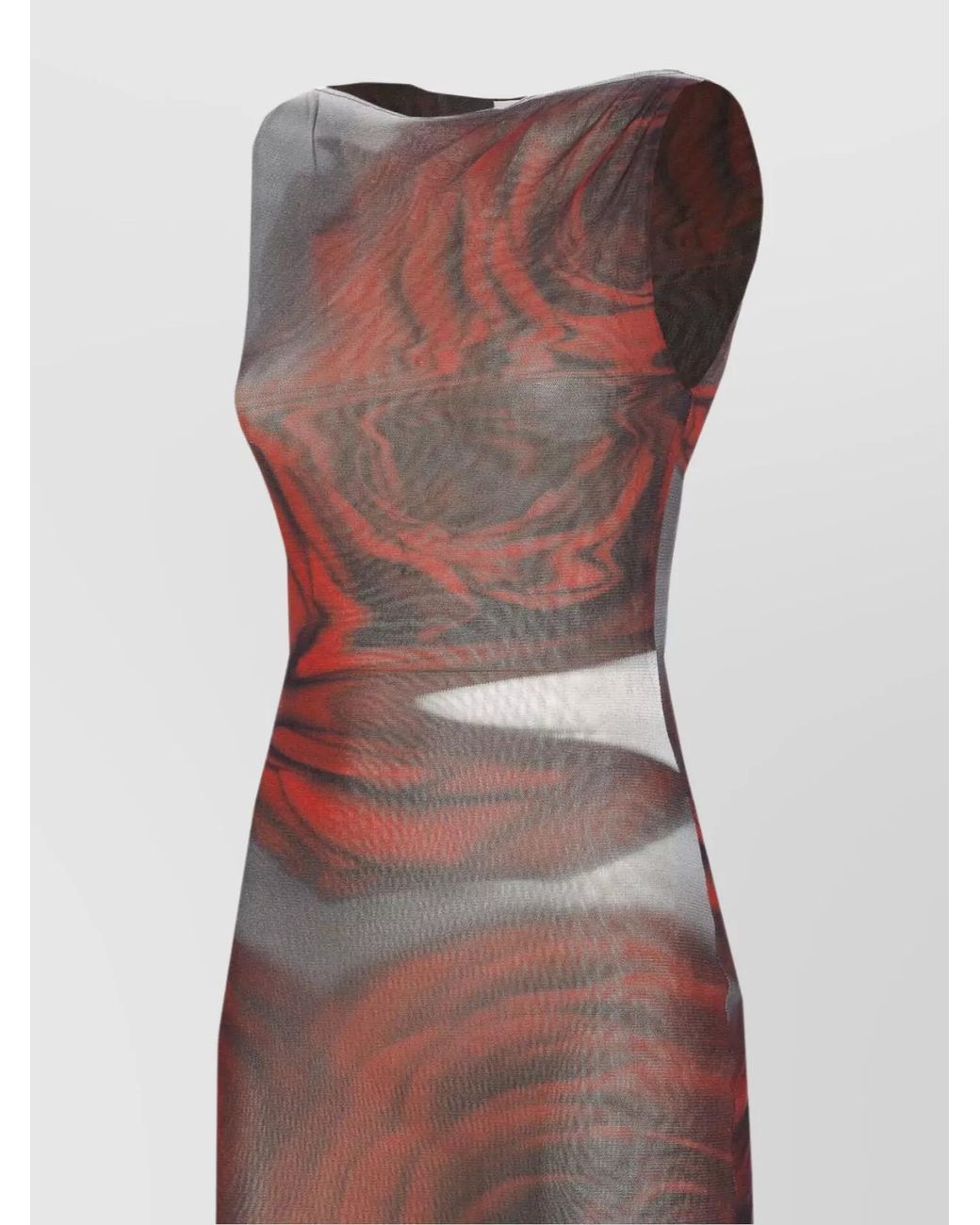 Jean Paul Gaultier White Printed Sleeveless Boat Neck Maxi Dress