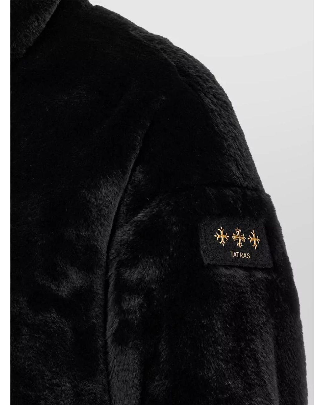 Tatras Black Faux Fur Oversized High Neck Coat