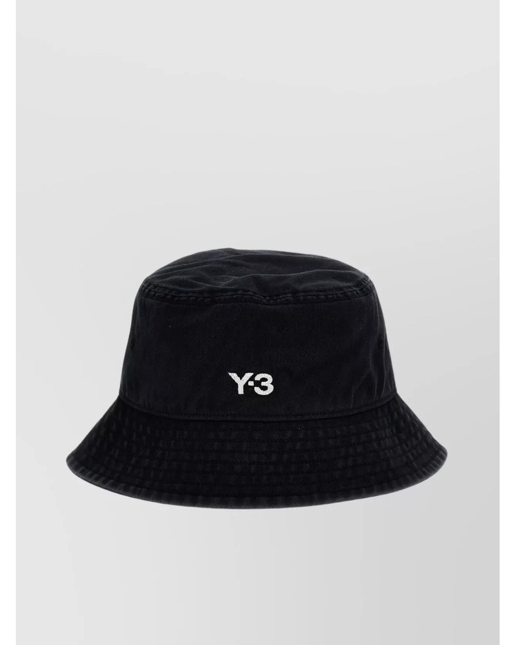 Y-3 Black Cotton Logo Bucket Hat for men