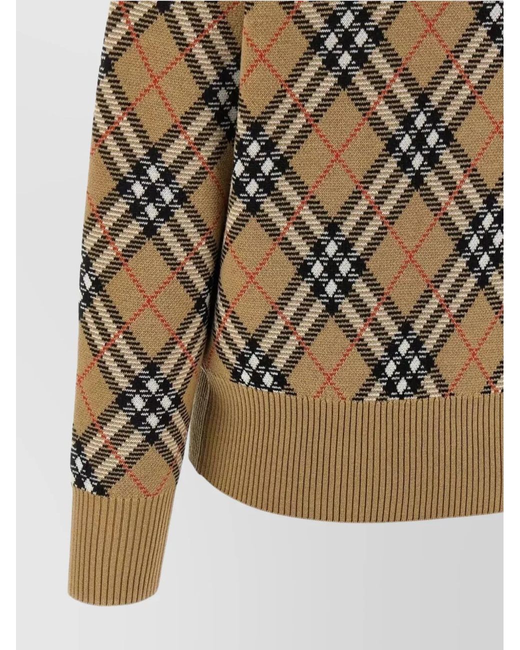 Burberry Multicolor Check Wool Sweater Sand