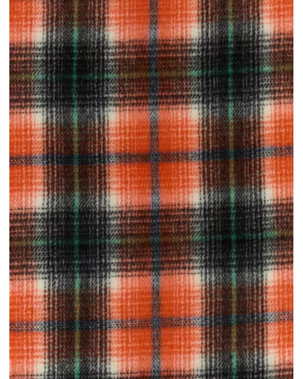 Ganni Red Checked Wool Scarf