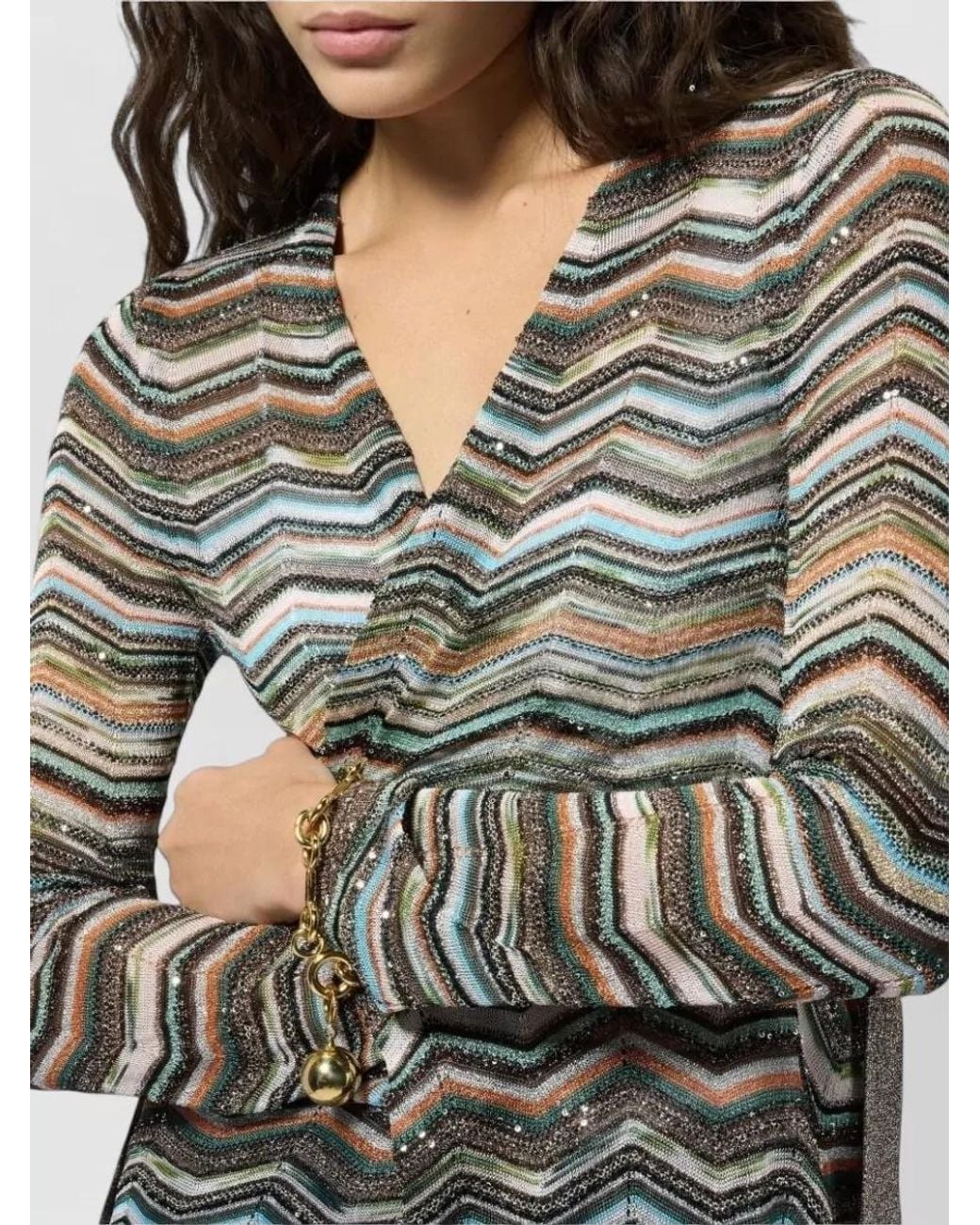 Missoni Gray Zigzag Belted Longline Cardigan