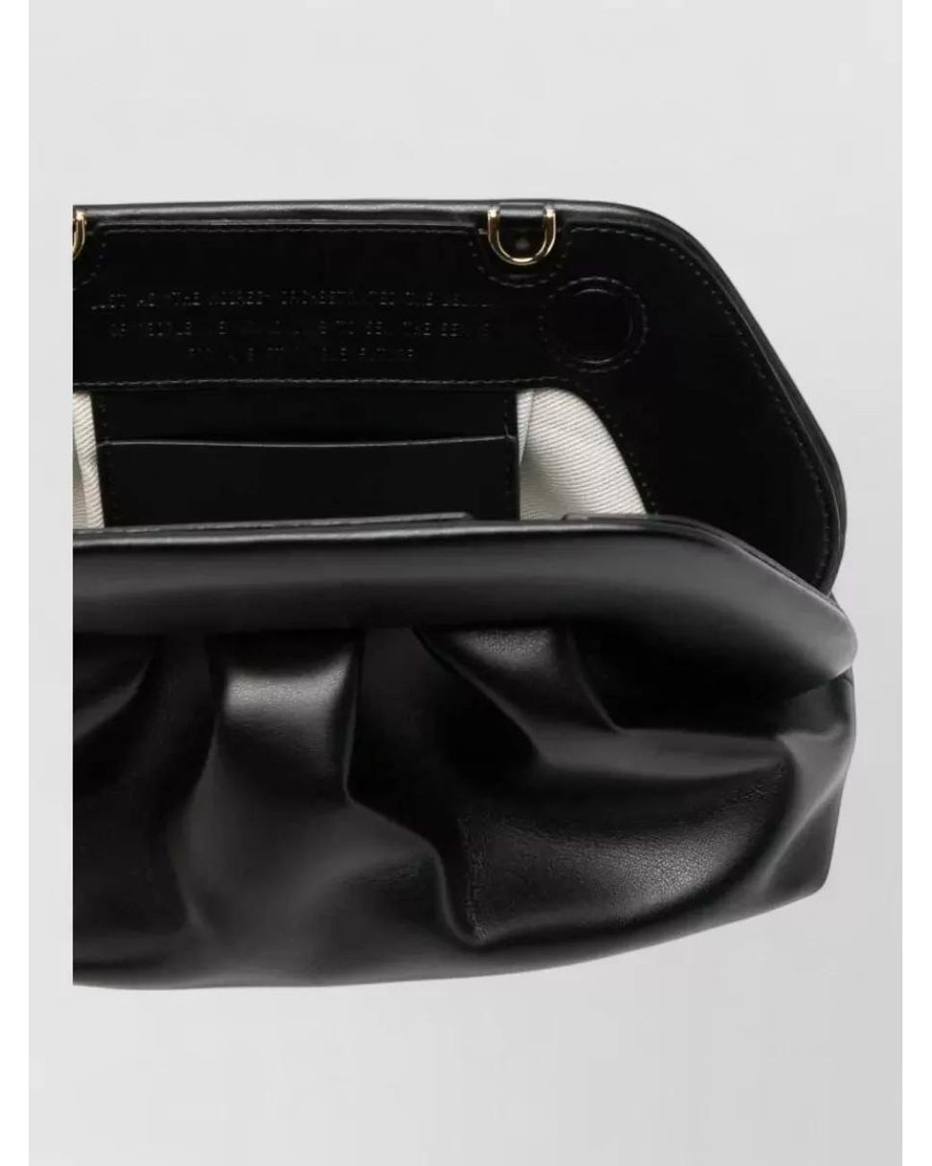 THEMOIRÈ Black Bios Medium Vegan Leather Ruched Clutch Bag