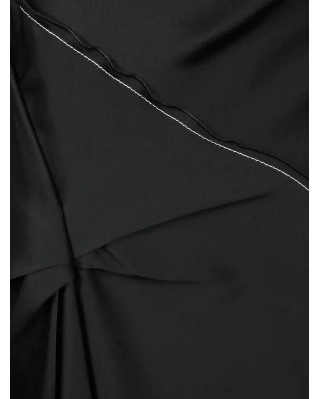 Victoria Beckham Black Ruffled V-Neck Short-Sleeve Midi Dress
