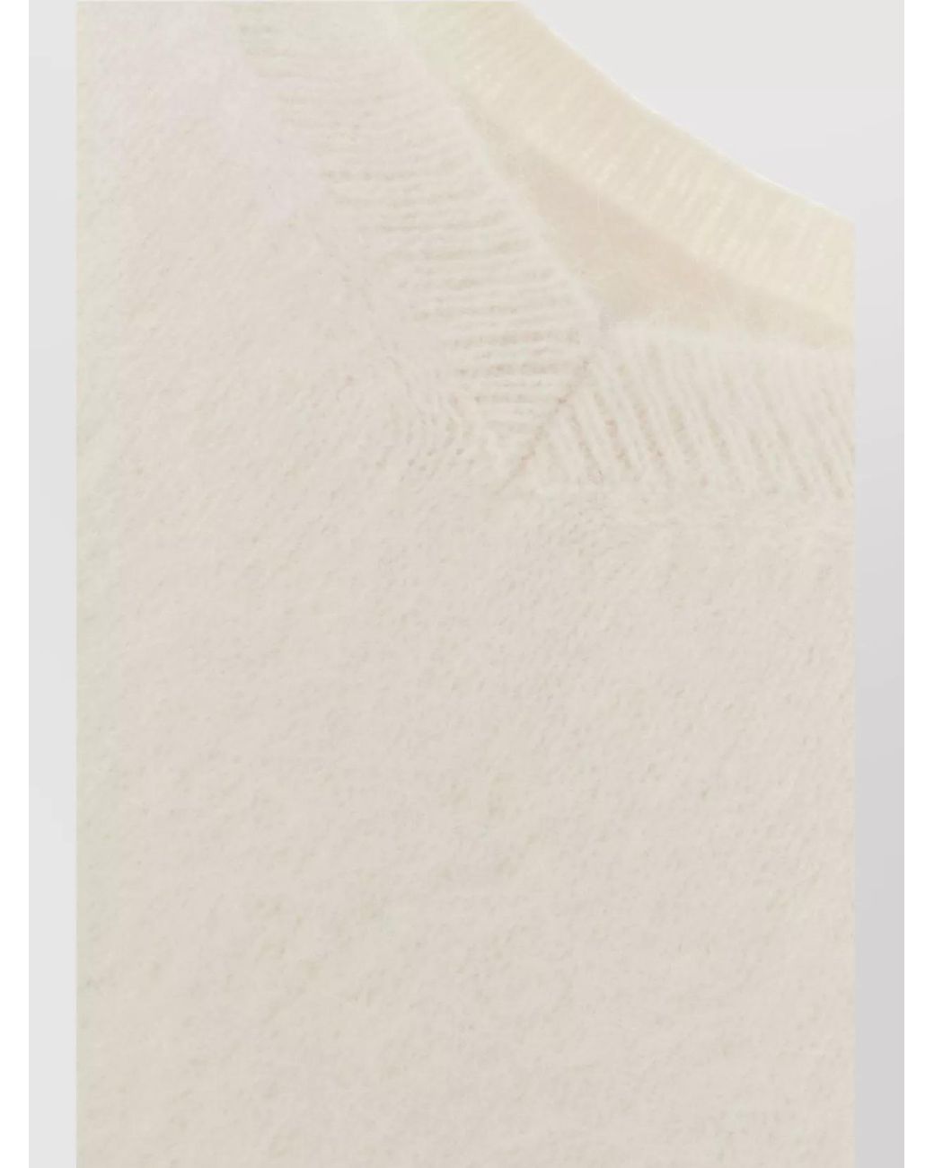 Maison Margiela White Ribbed V-Neck Knitted Top
