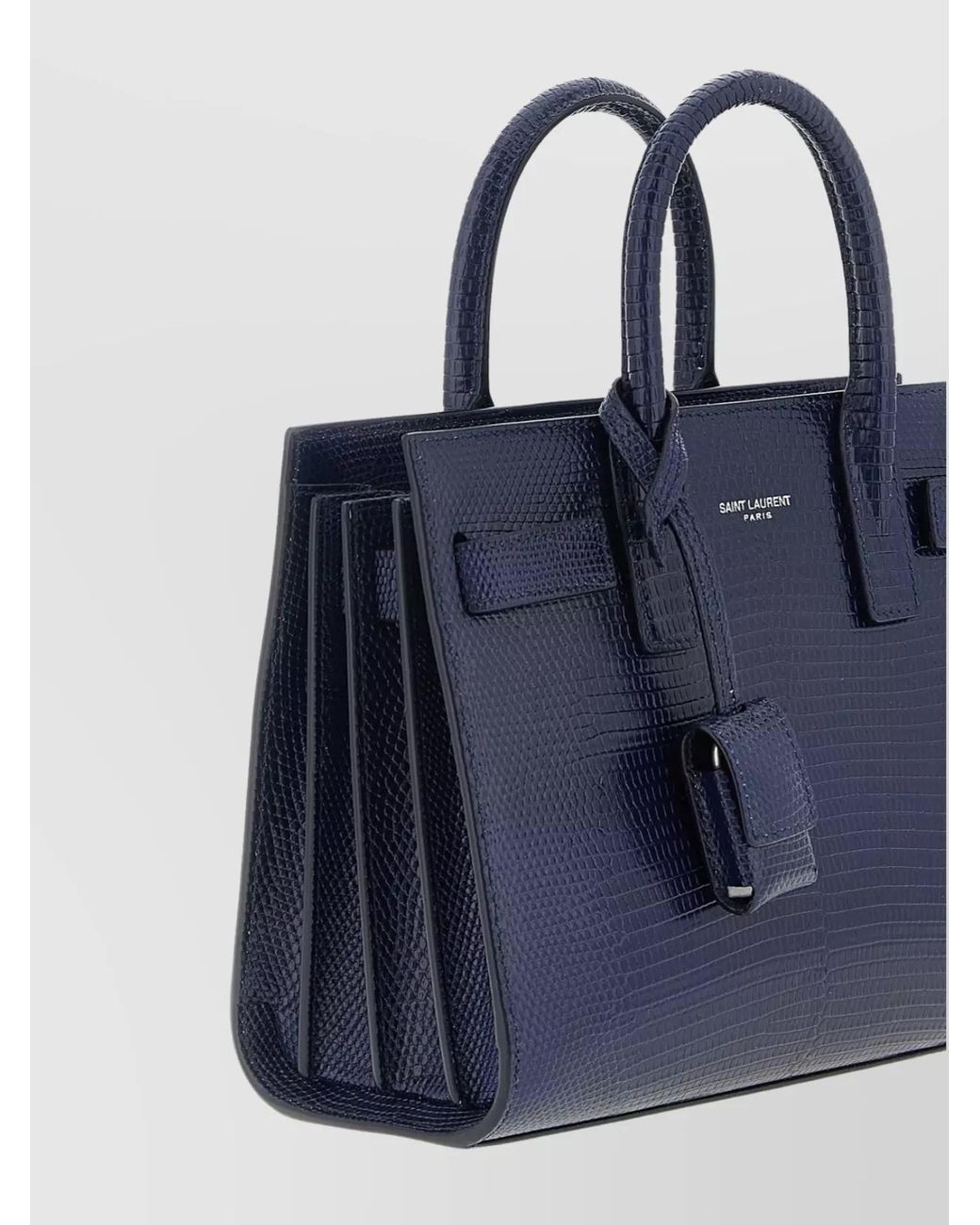 Saint Laurent Blue Sac De Jour Nano Lizard Leather Tote Bag
