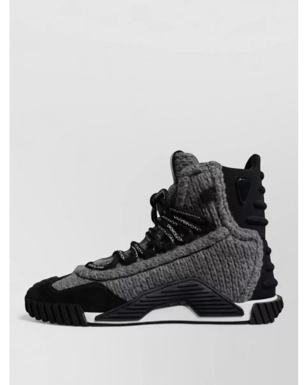 Dolce & Gabbana Black Wool Suede High-Top Sneakers