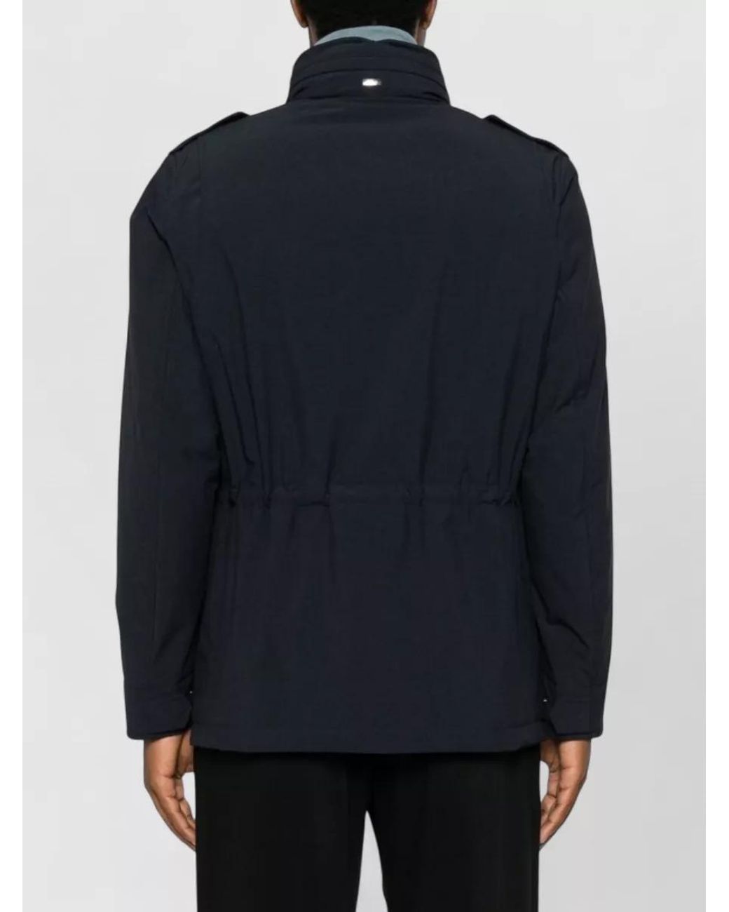 Herno Blue Ultralight Drawstring Military Jacket for men