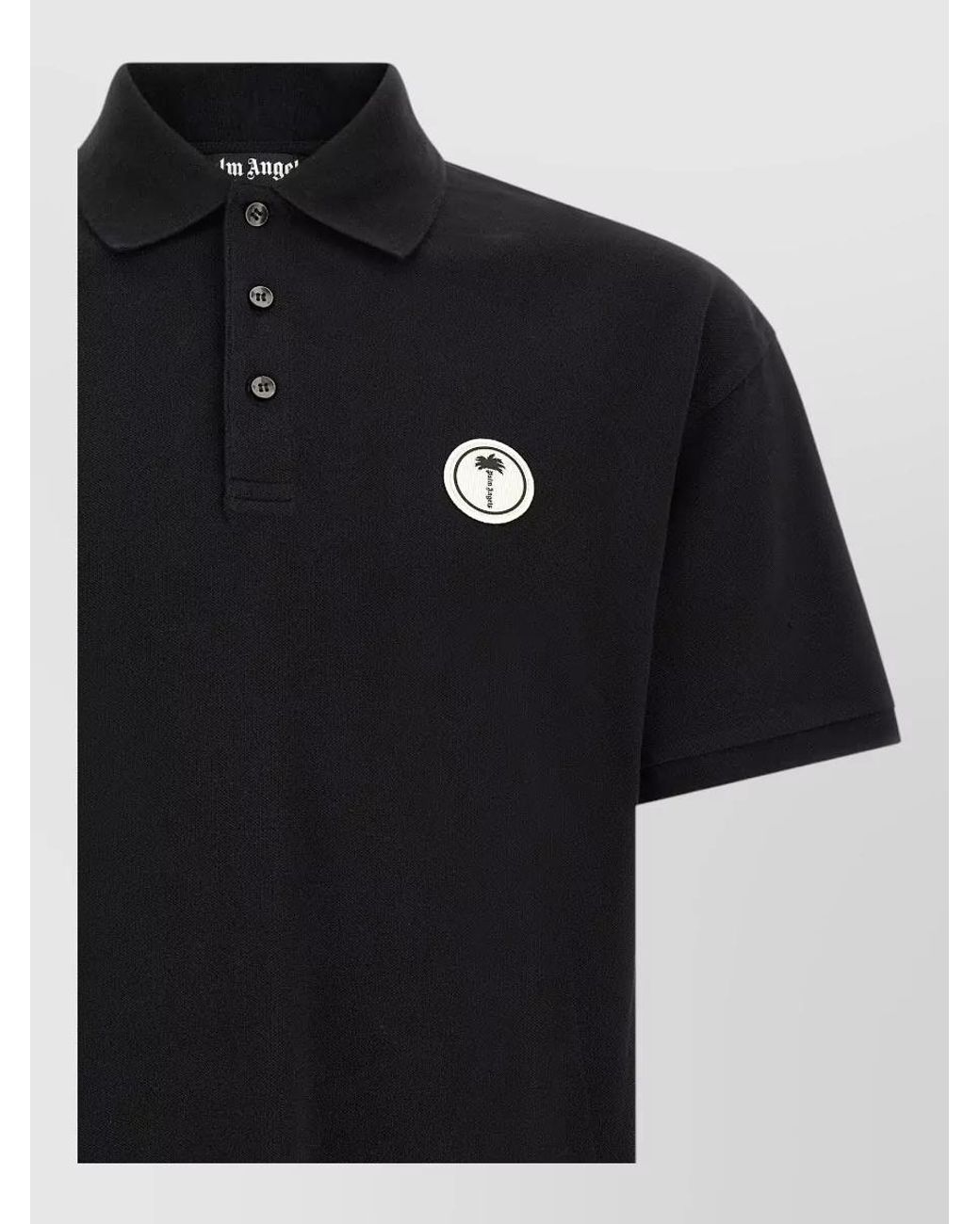 Palm Angels Black Logo Patch Polo Shirt for men