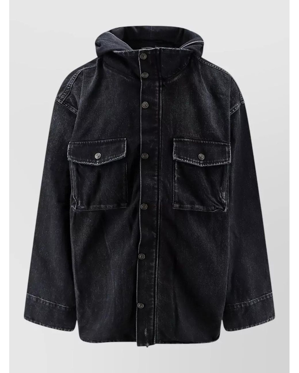 Balenciaga Black Denim Hooded Parka for men