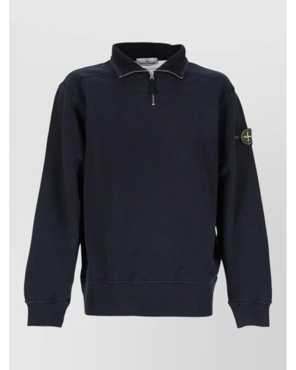 Stone Island Blue Cotton Half Zip Sweatshirt for men