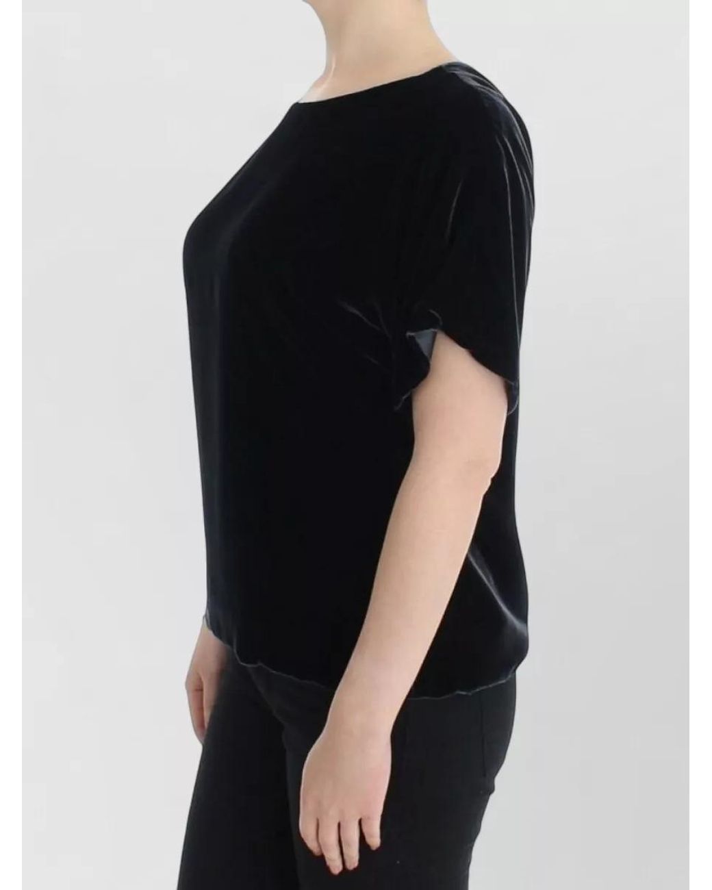 Dolce & Gabbana Black Velvet Short-Sleeve Round-Neck Blouse