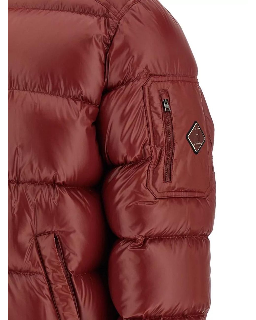 Herno Red Glossy Quilted Down Hooded Puffer Jacket for men