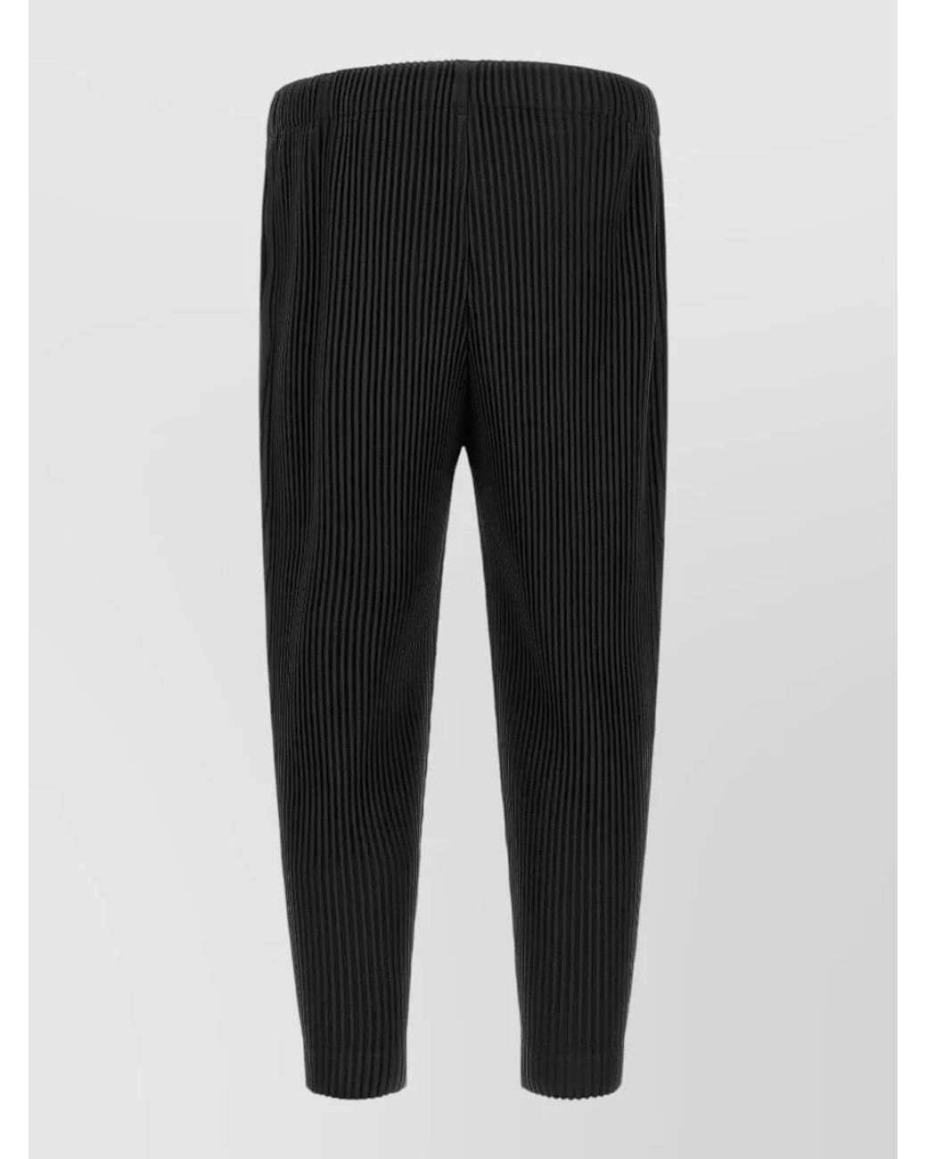 Homme Plissé Issey Miyake Black Pleated Tapered Cropped Trousers for men