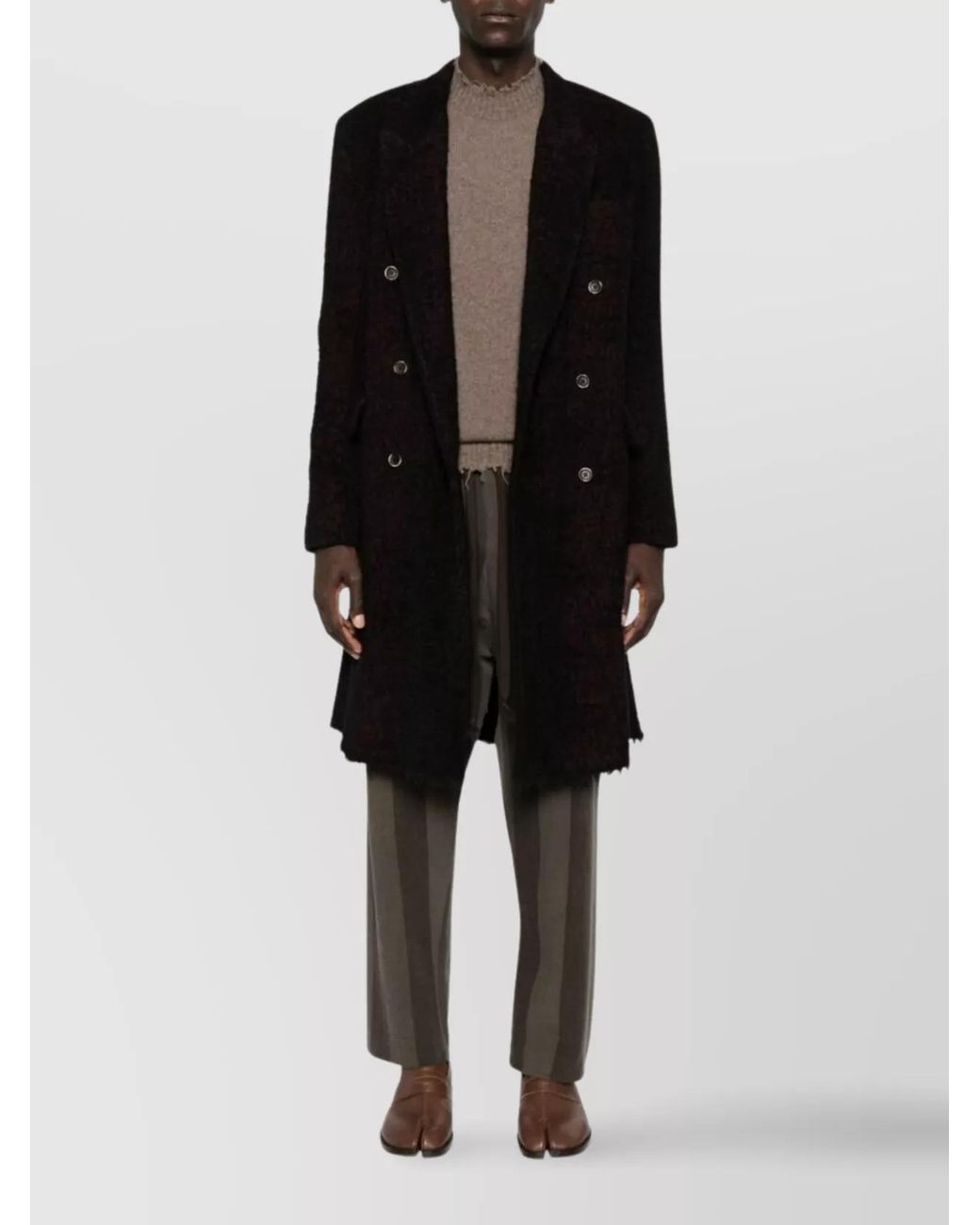 Uma Wang Blue Wool Double-Breasted Coat for men