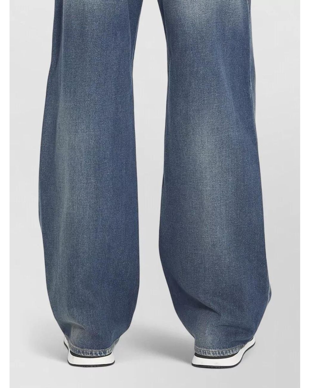 Dolce & Gabbana Blue Cotton Denim Mid-Rise Wide-Leg Jeans for men