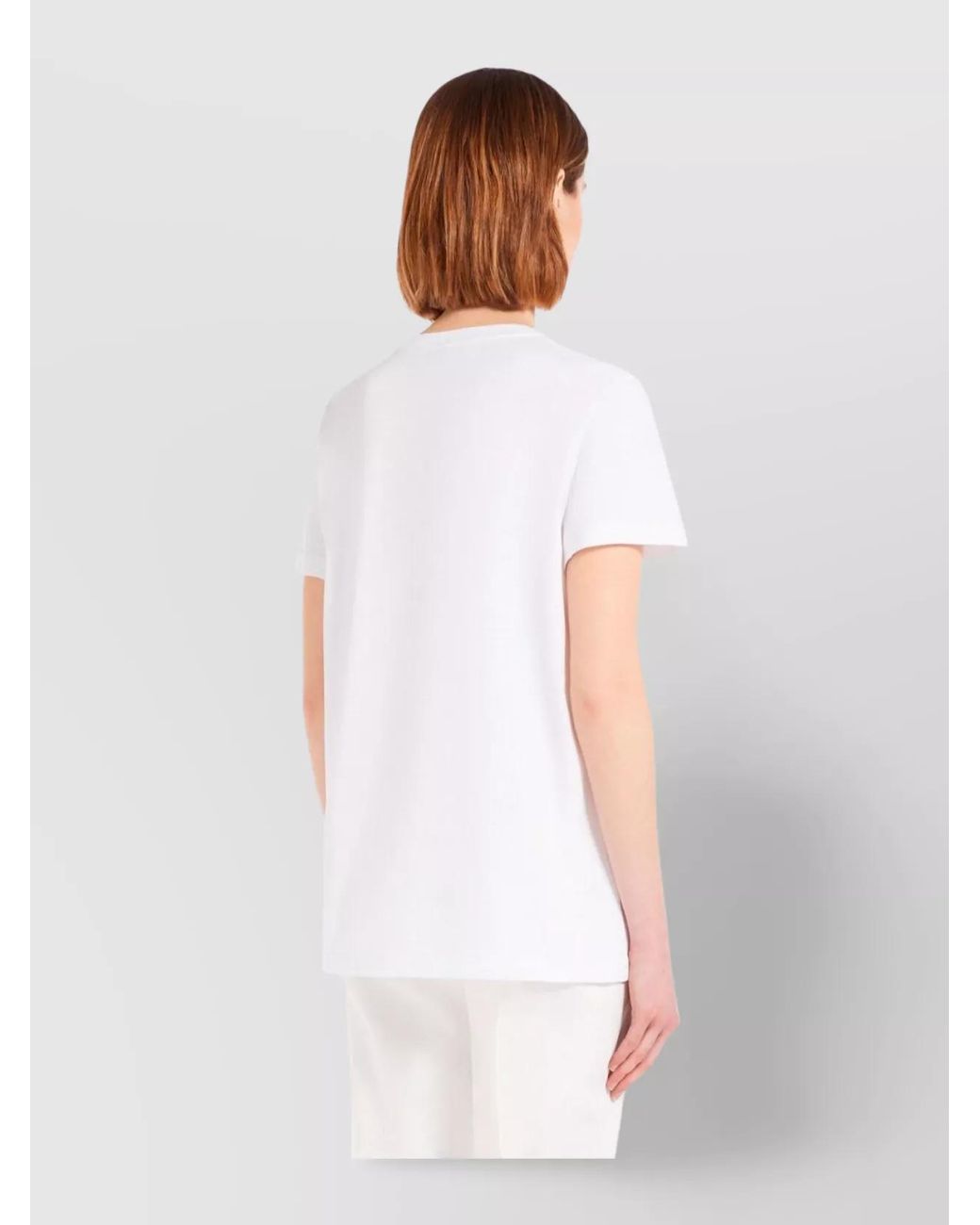 Max Mara White Crew Neck Cotton T-Shirt