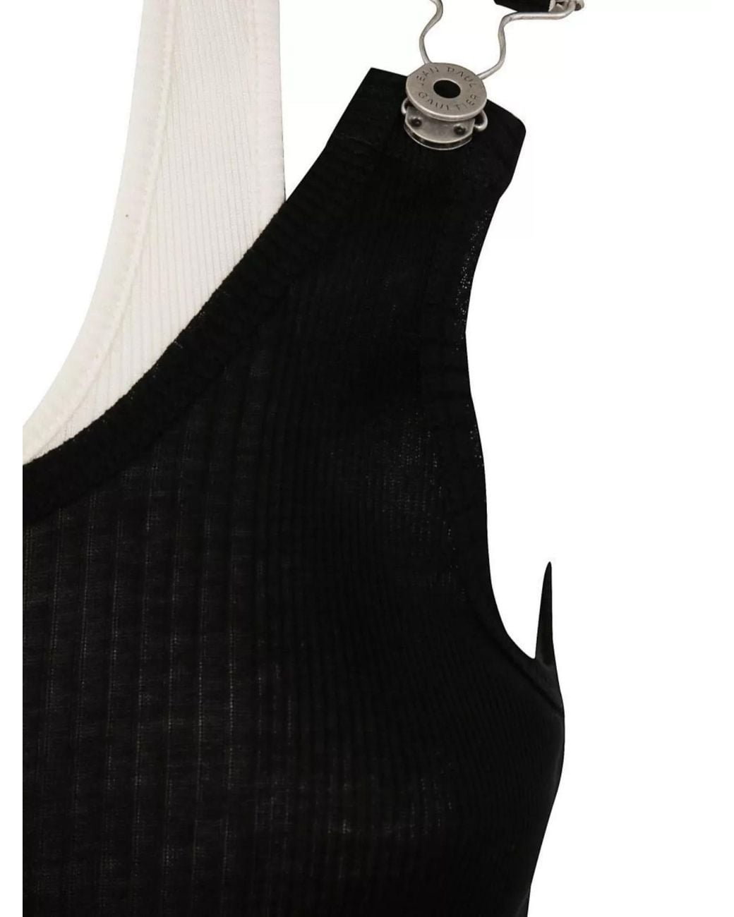 Jean Paul Gaultier Black Cotton Ribbed Twisted Double Layer Sleeveless Maxi Dress