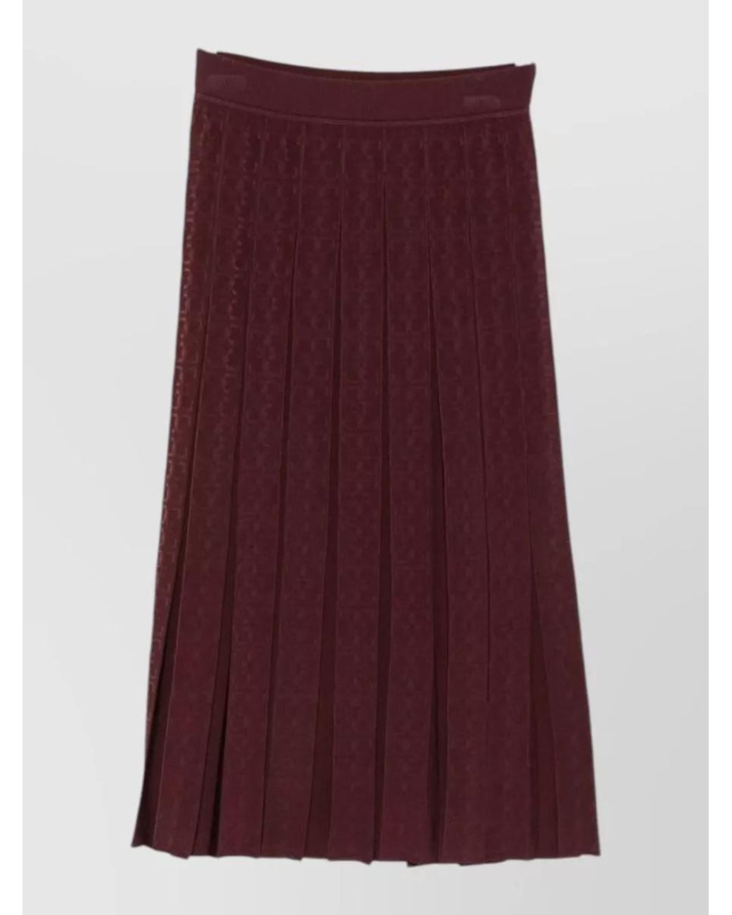 Tory Burch Purple Logo-Monogram Pleated Midi Skirt
