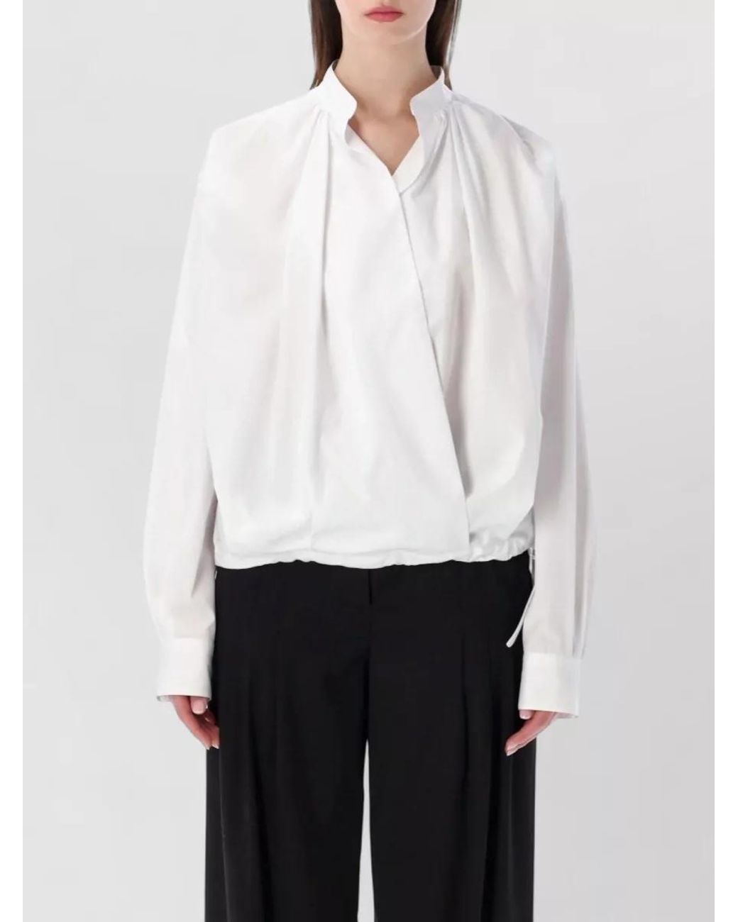 Dries Van Noten White Chenver Shirt Wrap Design Long Sleeves