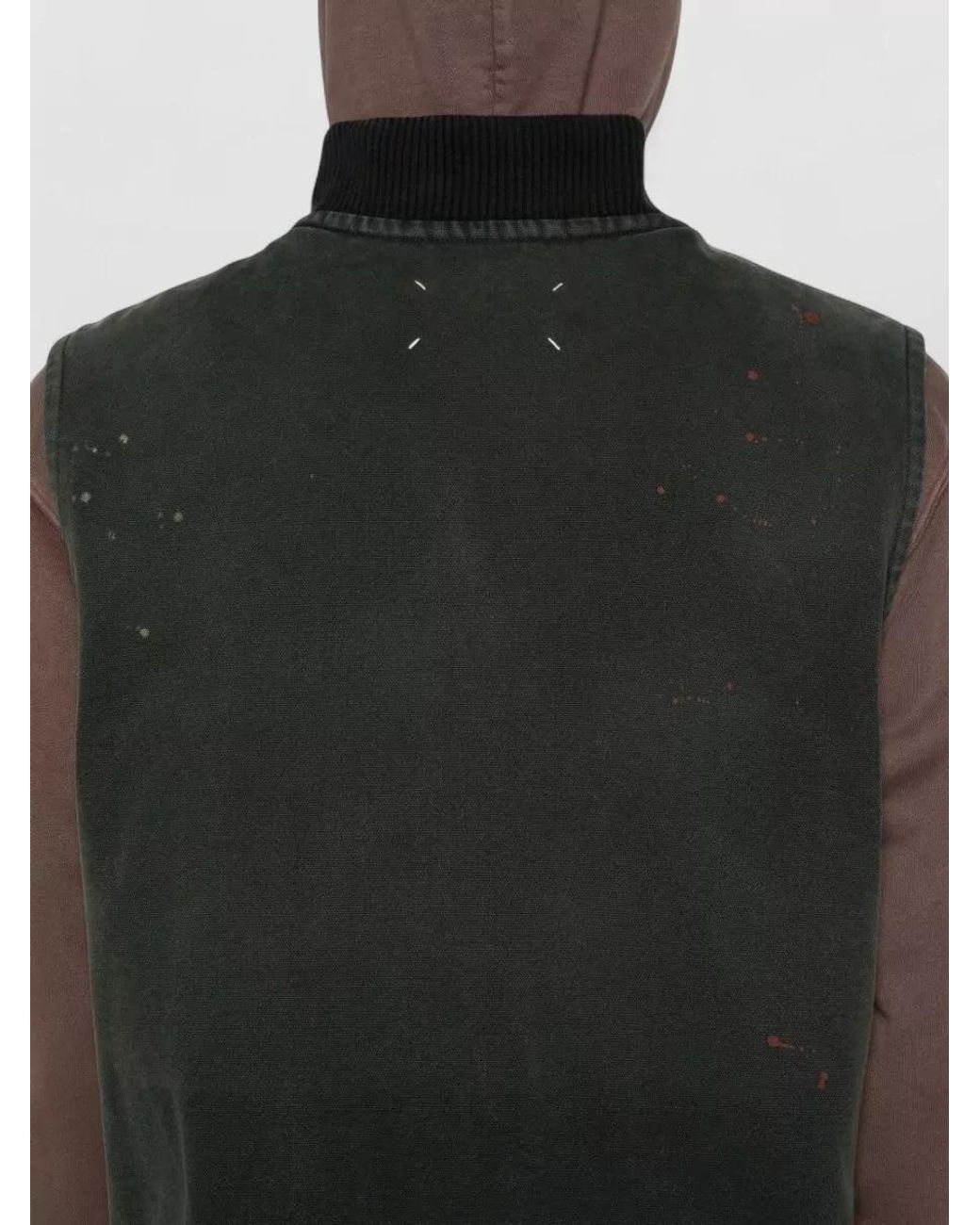 Maison Margiela Black Cotton Paint-Splatter Sleeveless Workwear Vest for men
